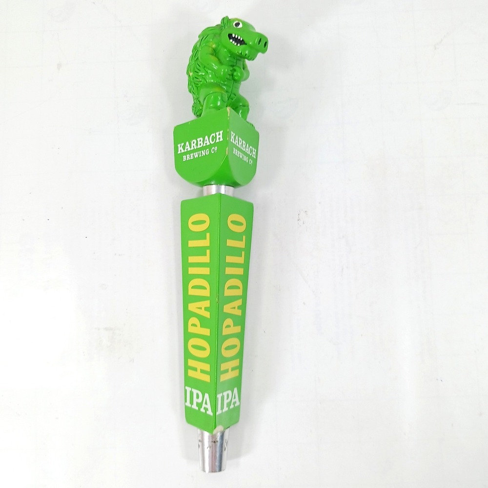 Karbach Brewing Co Hopadillo IPA Beer Tap Handle Green Armadillo Mascot 11.25"